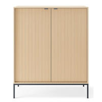 VYSOKÁ komoda Vellore Dekor dub Vicenza s černou podnoží 104 cm - černá/béžová, kov/kompozitní dřevo (104/125/39cm) - Selsey