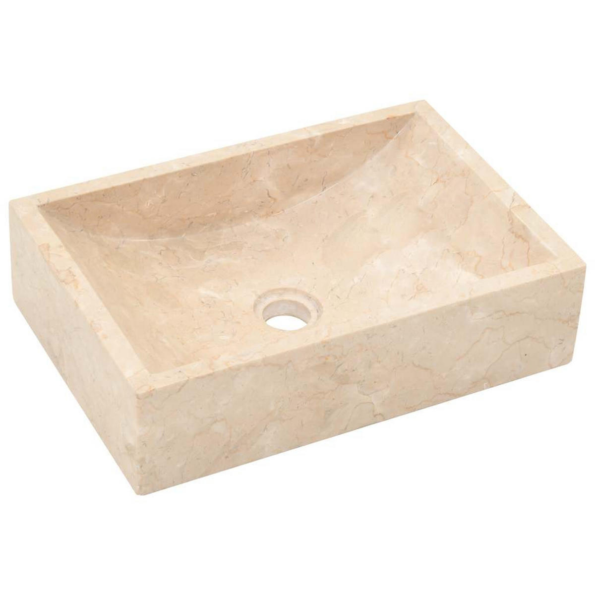 WASCHBECKEN 45/30/12 Cm Marmor Hochglanz-Creme - Creme, Stein (30/12/45cm) - vidaXL