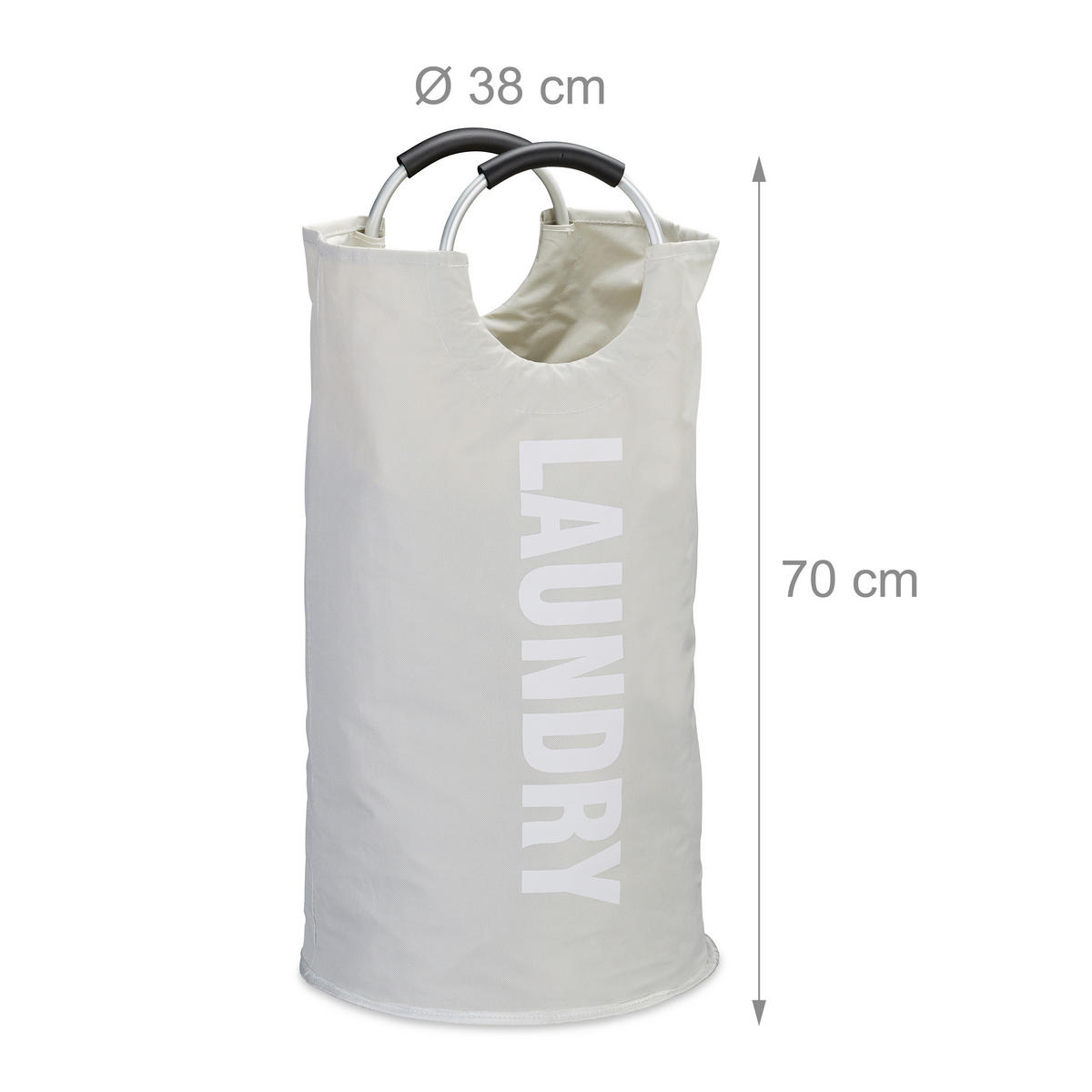 WÄSCHEKORB - Weiß, Textil/Metall (38/70/38cm) - Relaxdays