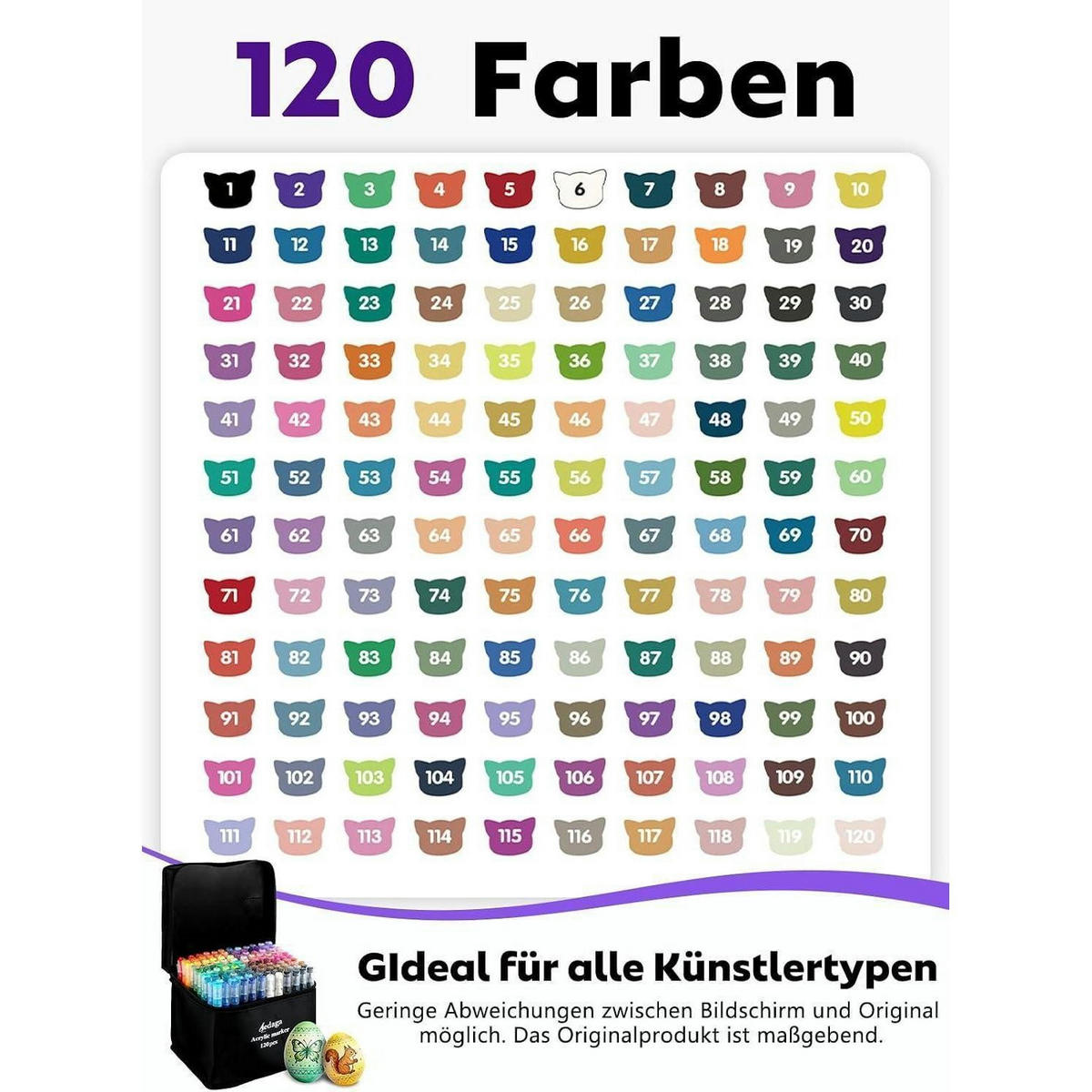 ACRYLSTIFTE Set 120 Farben Doppelspitze - Multicolor, Kunststoff (15.5/15/18cm)