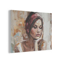 AKUSTIKPANEEL Frau - Porträt - Modern 80x60 cm - Altrosa, Textil (80/0.9/60cm) - MuchoWow