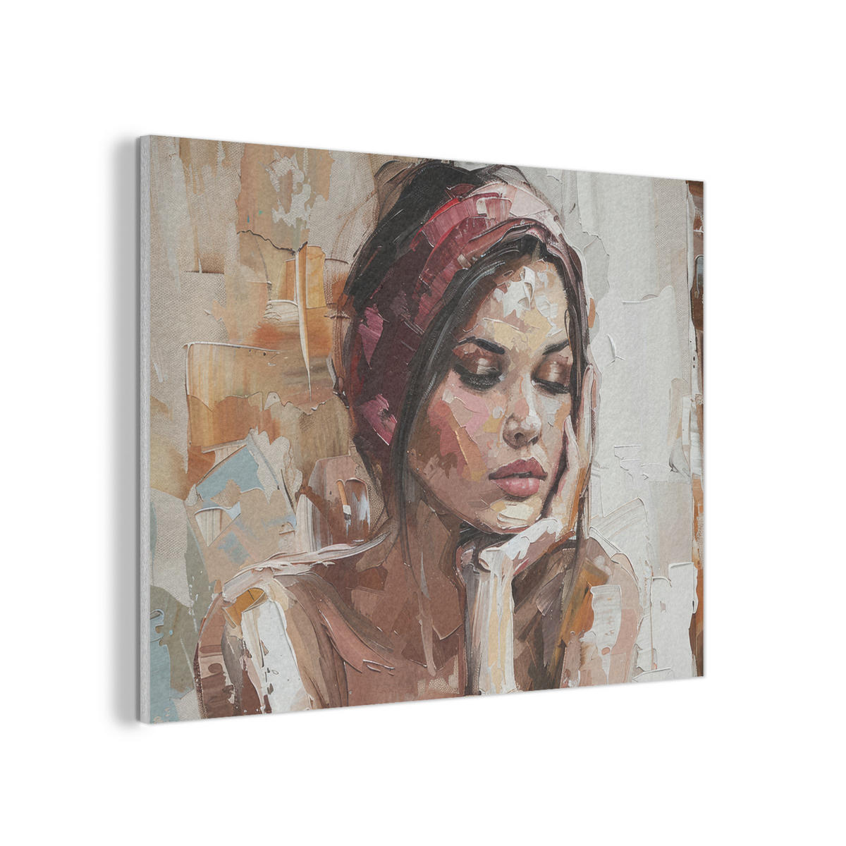 AKUSTIKPANEEL Frau - Porträt - Modern 80x60 cm - Altrosa, Textil (80/0.9/60cm) - MuchoWow