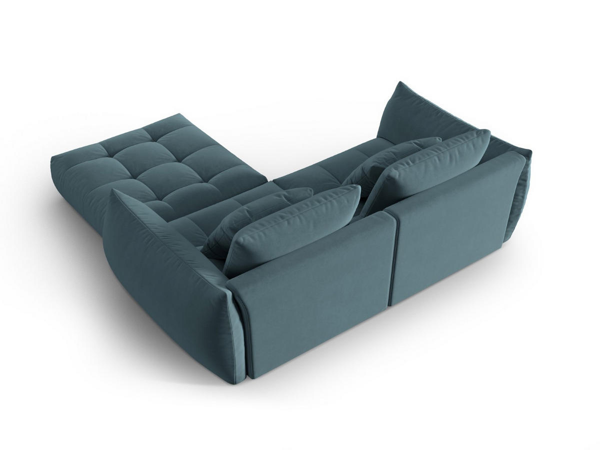 SOFA modular Bloom aus Samt pastellblau 3 Sitzplätze - Pastellblau, Textil (216/232cm) - Micadoni