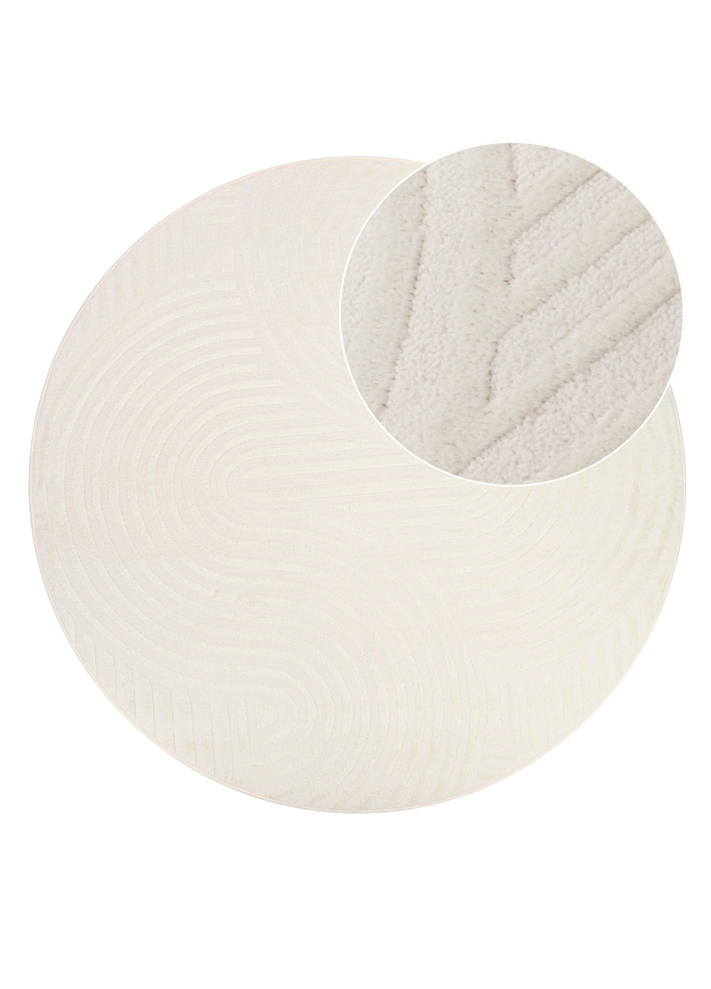 TEPPICH HYGGE Creme, rund 160/160 cm - Creme, Textil (160/160cm) - Tapiso