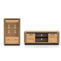 WOHNZIMMER-SET Urso 2-teilig Gold Craft Eiche / Schwarz - Eichefarben/Schwarz, Holz/Holzwerkstoff (242/141/40cm) - Feldmann-Wohnen