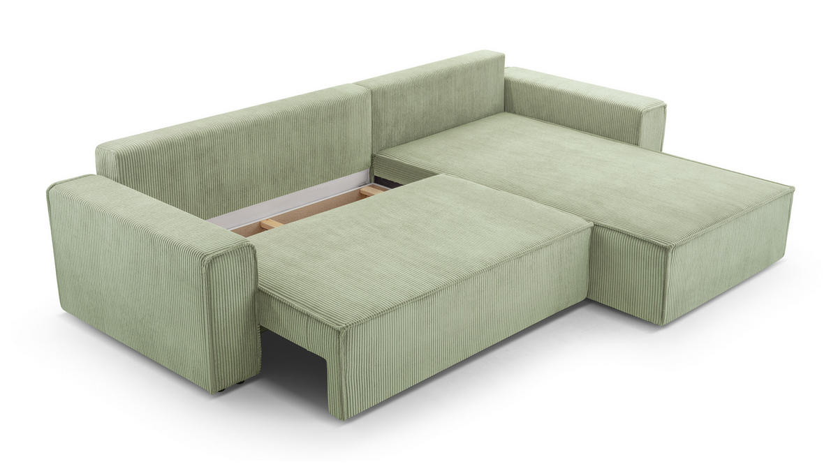 ECKSOFA XL ANGO Cord BEIGE - Beige/Schwarz, Kunststoff/Textil (287/188cm) - Luxkor24