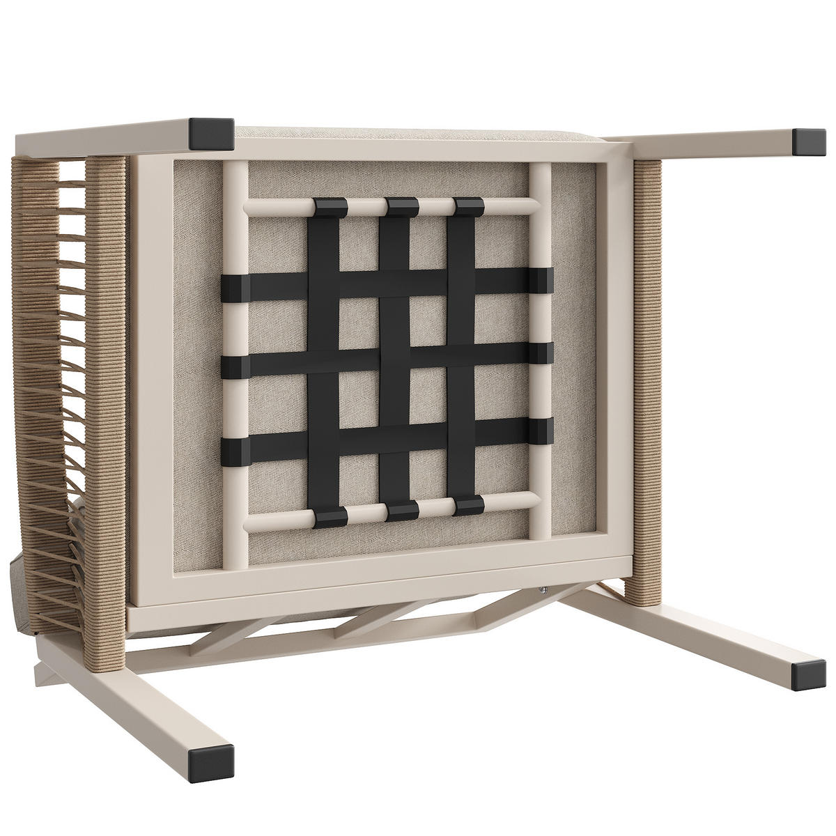 GARTENSET L-Form 8 Personen Beige Inkl. Tisch & 2 Sesseln - Beige, Metall - FLIEKS