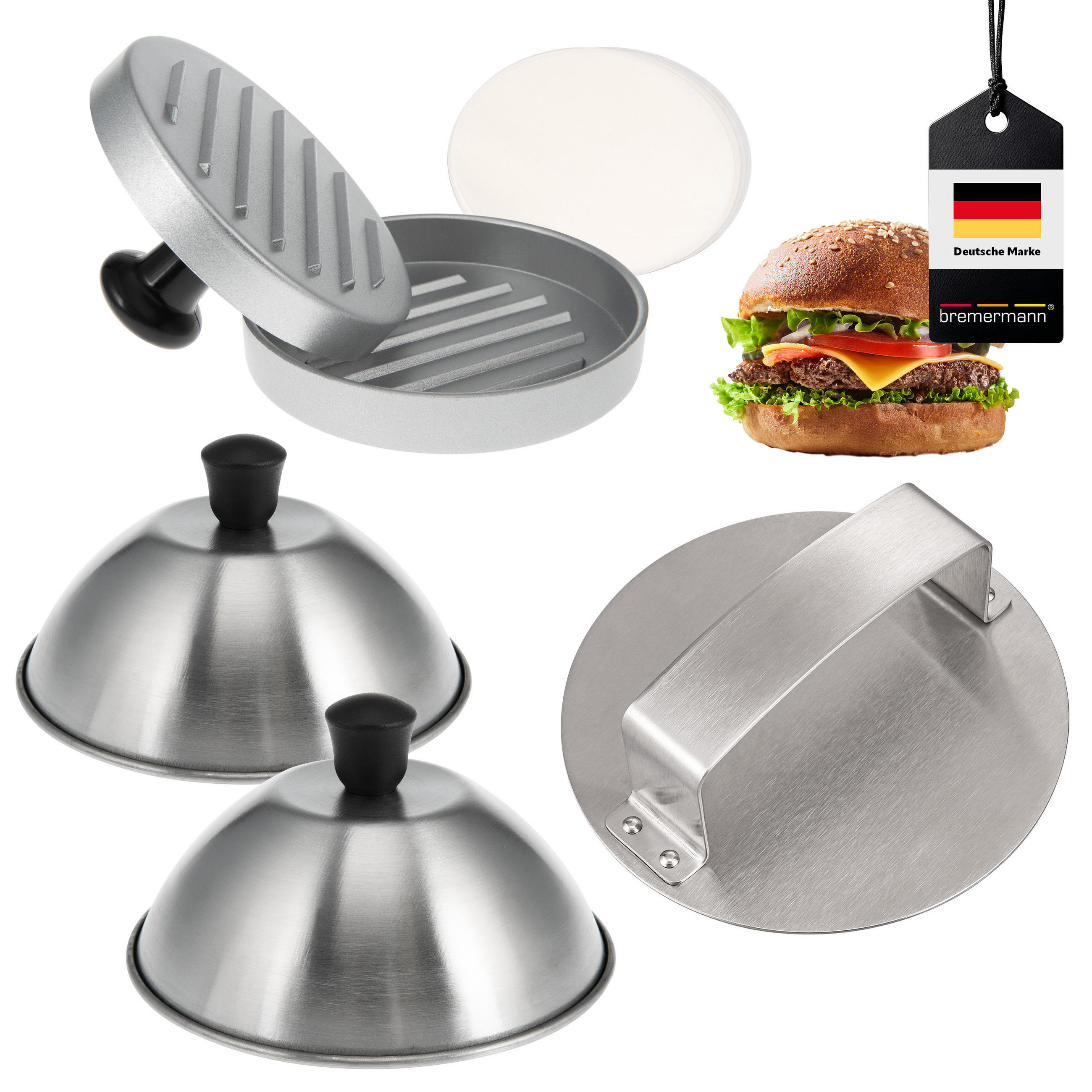 BURGER SET 5tlg - Silberfarben, Metall (18/6/18cm) - bremermann