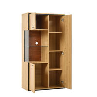 VITRINE 40/77,5/150 cm naturfarben aus MDF mit Glastür und LED - Naturfarben, Holzwerkstoff (77.5/150/40cm) - OKWISH