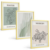 BILDER SET 3er Set - 40x60 cm Goldrahmen - Blumen in einer modernen Vase - Goldfarben, Kunststoff (40/60cm) - TULUP