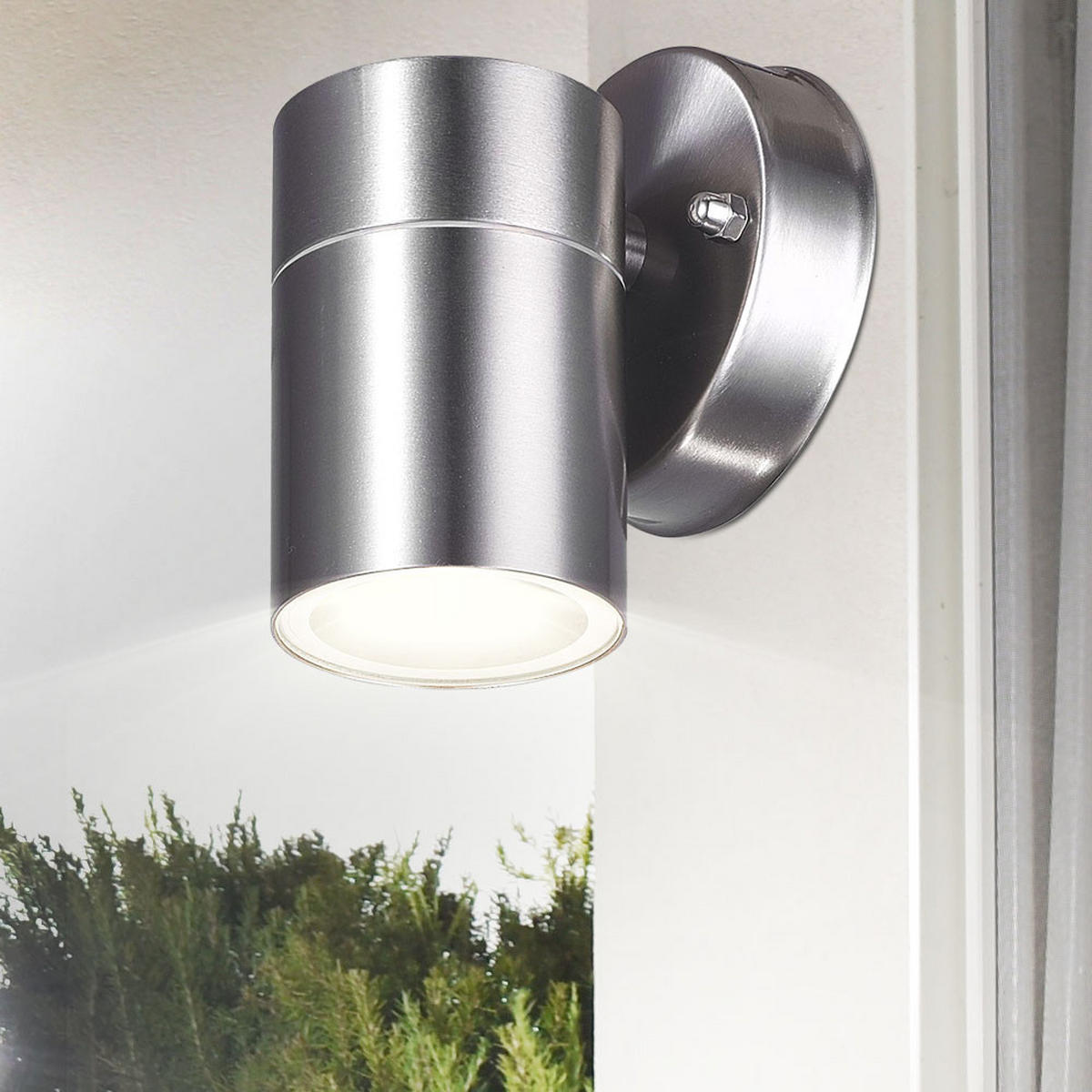 LED AUSSEN-WANDLEUCHTE Edelstahl Silber - Silberfarben, Glas (6/11/9.2cm)