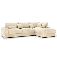 ECKSOFA mit Longchair - Creme/Schwarz, Kunststoff/Textil (340/205cm) - home24