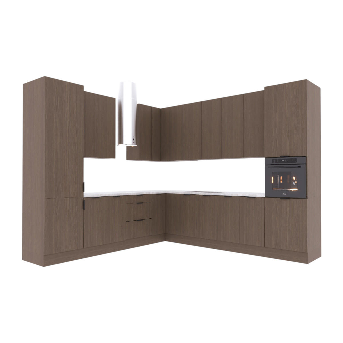 WINKELKÜCHE - 310 x 290 cm Livaro – KU-S36 – Dunkle Eiche - Dunkelbraun, Holzwerkstoff (310/247/290cm) - hi-markt