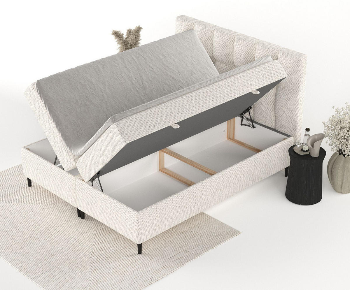 BOXBETT Ombre Creme 160/200 cm - Creme/Schwarz, Holz/Holzwerkstoff (160/200cm) - Maison de Reve
