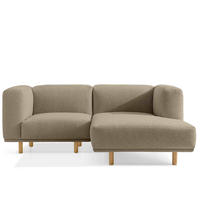 ECKSOFA-RECHTS FOSERO, Bouclé - Greige/Buchefarben, Holz/Holzwerkstoff (204/155cm) - KONSIMO®