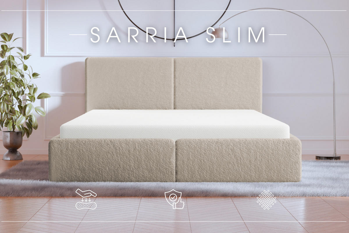 POLSTERBETT Doppelbett Sarria Slim Beige (Anthology 02) 140x200 cm - Beige, Textil (140/200cm) - Meblito