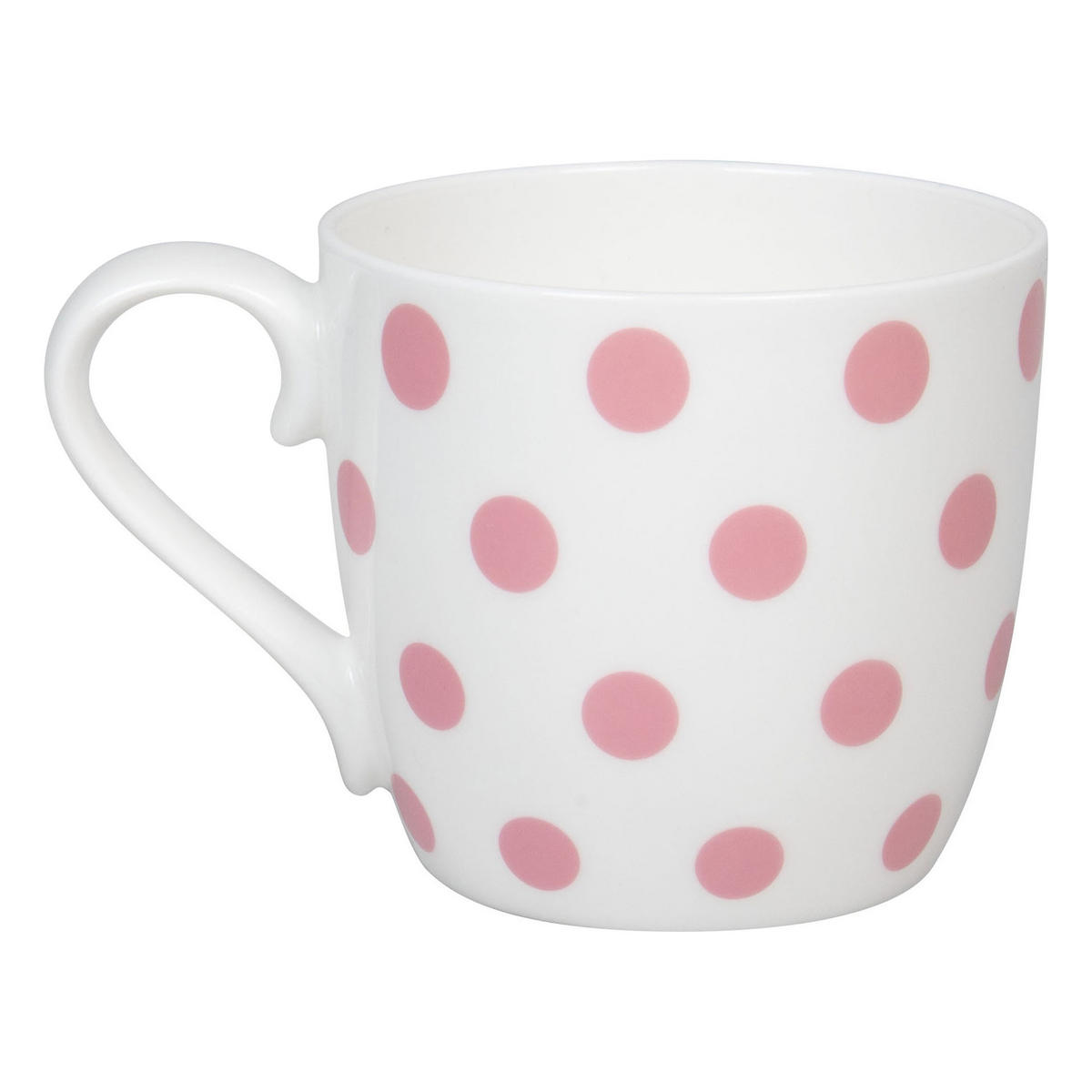 KAFFEEBECHER Dots - Rosyquartz - Weiß/Rosa, Keramik (0.43L) - Könitz