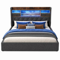 POLSTERBETT 180/200 cm in Grau mit Bettkasten, LED, USB und Type-C Leinen Retro-Design - Grau, Holzwerkstoff/Textil (180/200cm) - STILVORA