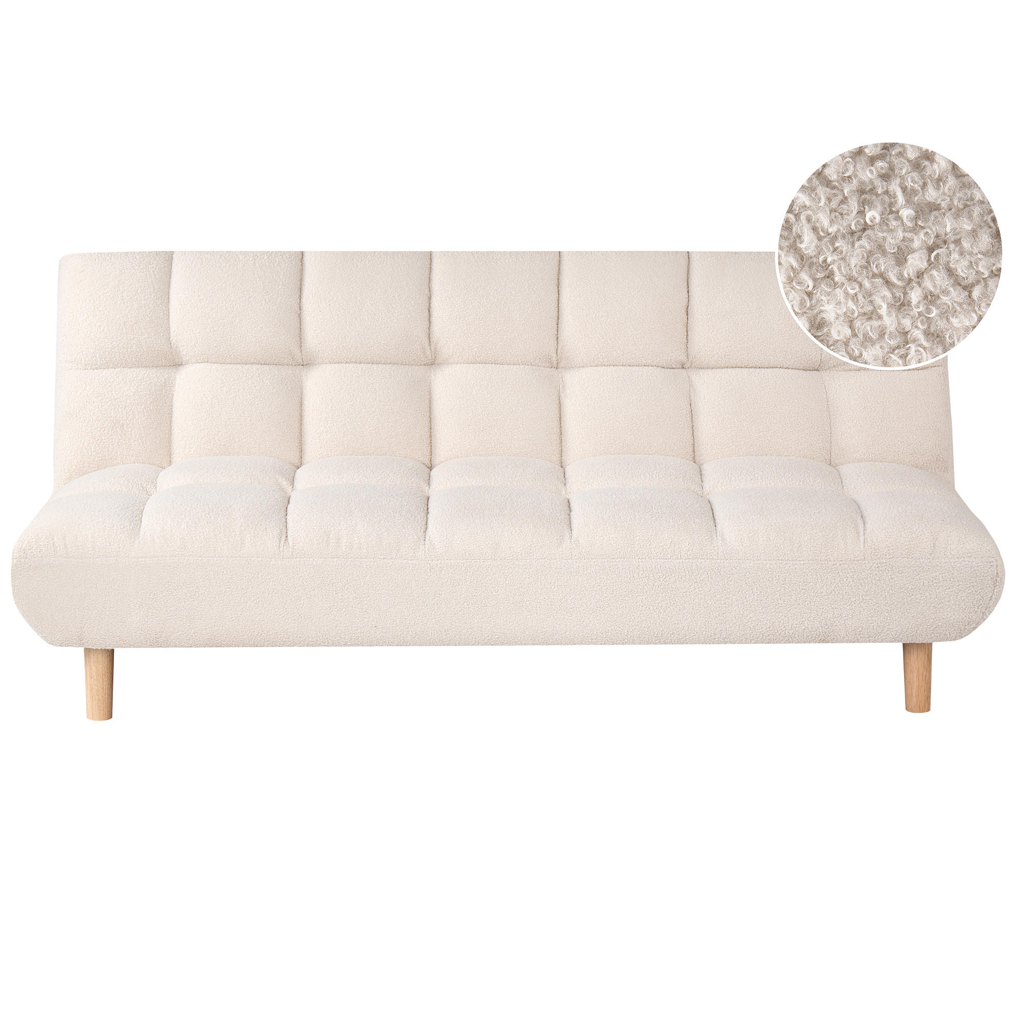 SCHLAFSOFA 2-Sitzer Bouclé Cremeweiß Risor - Creme, Textil (190/83/90cm) - Beliani