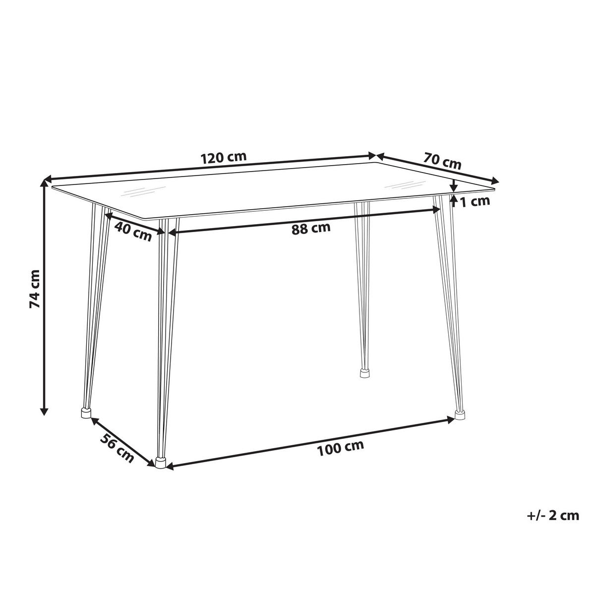 ESSTISCH 120/70/74 cm Silberfarben Rechteckig Winston - Silberfarben, Glas (120/70/74cm) - Beliani