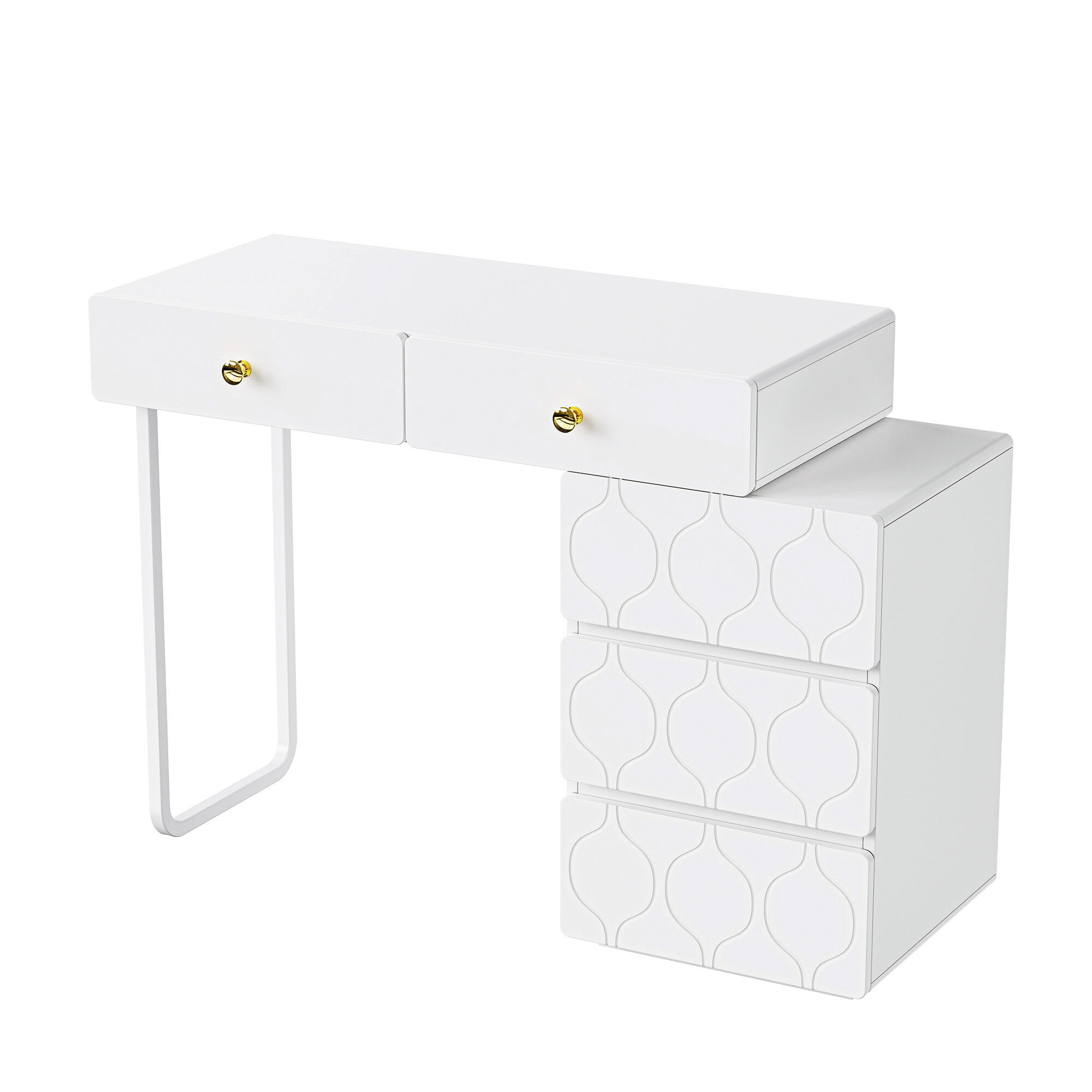 SCHMINKTISCH 90/40/74 cm Weiß - Beige, Holzwerkstoff/Metall (90/40/64cm) - Urban Meuble