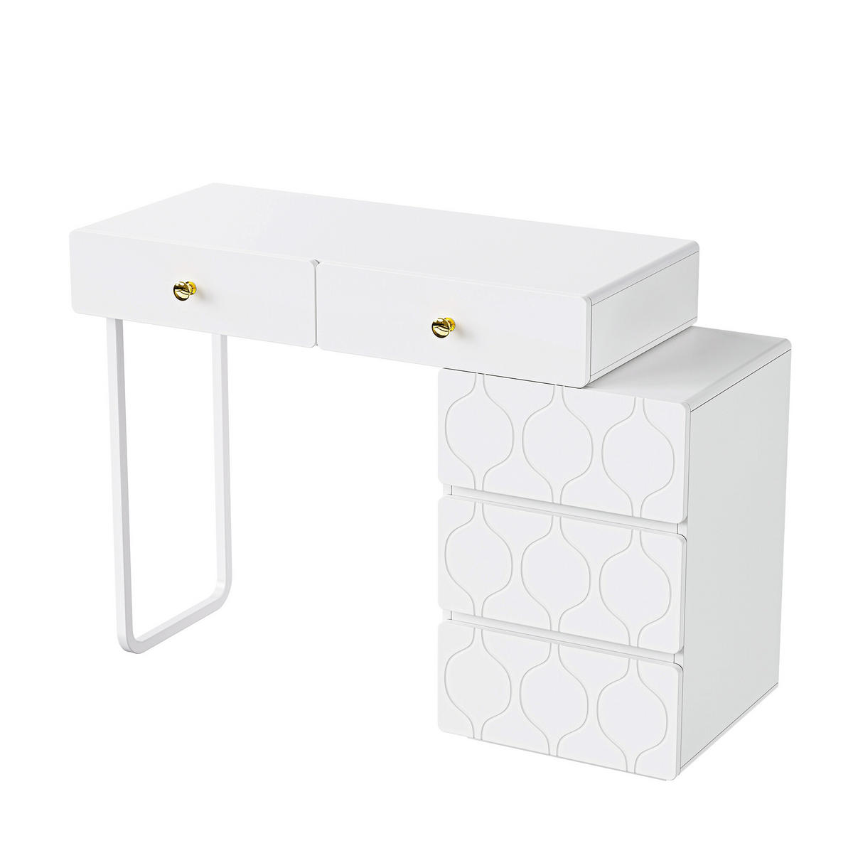 SCHMINKTISCH 90/40/74 cm Weiß - Beige, Holzwerkstoff/Metall (90/40/64cm) - Urban Meuble