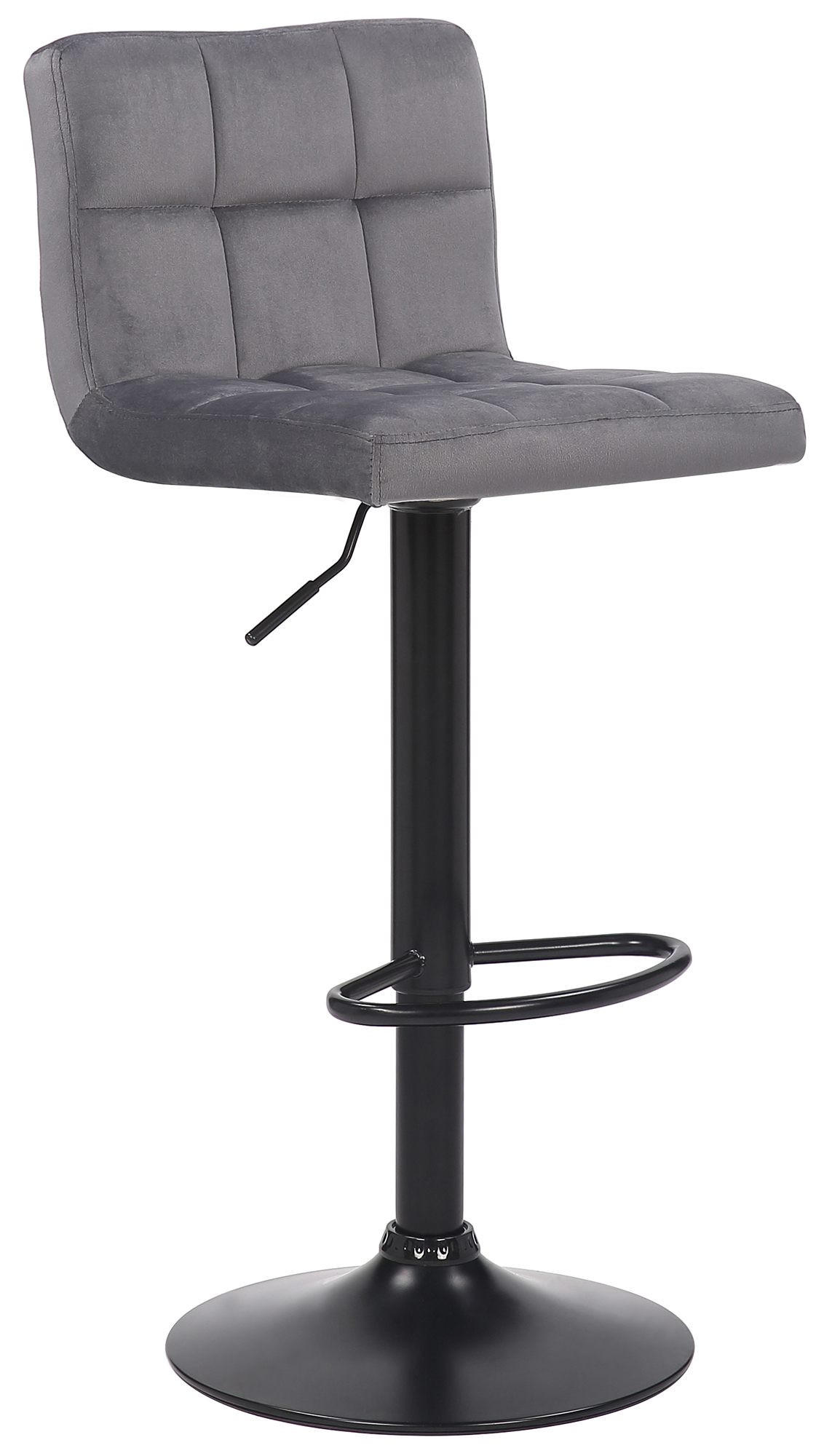 BARHOCKER Samt Grau - Schwarz/Grau, Textil/Metall (40/85/40cm) - CLP