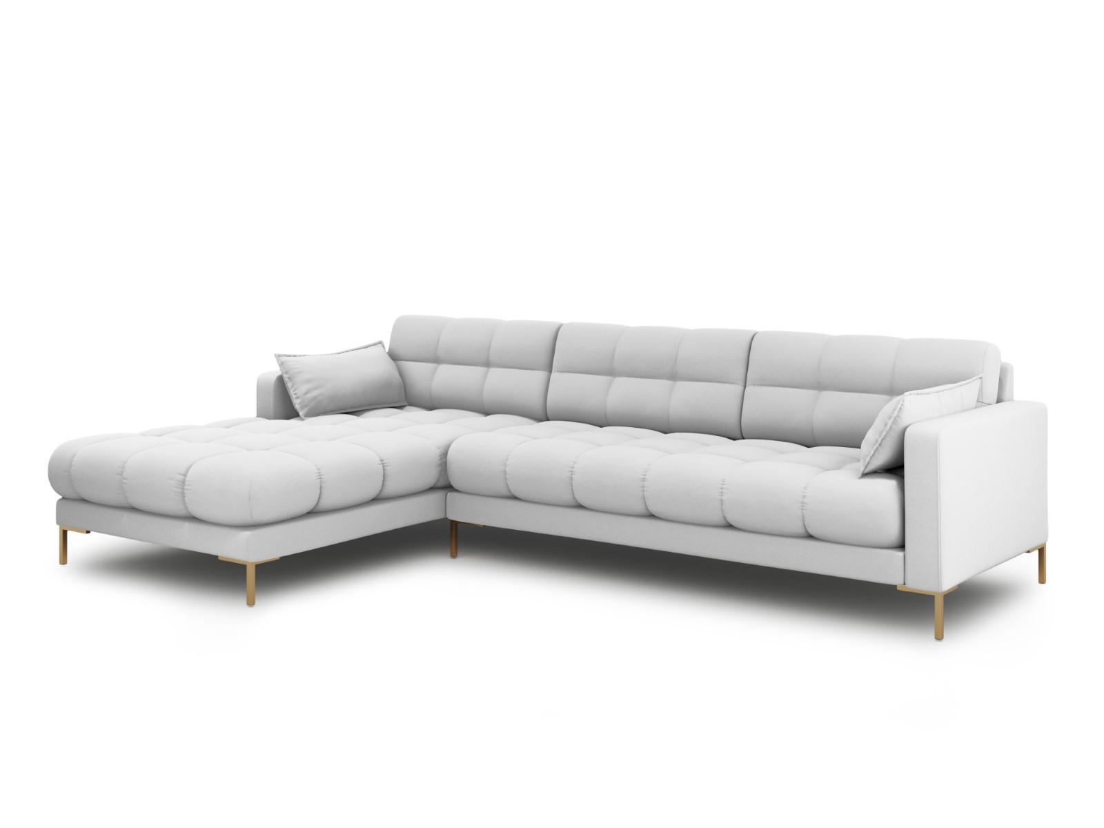 ECKSOFA links Mamaia aus strukturiertem Stoff hellgrau 5 Sitzplätze - Hellgrau, Textil (185/293cm) - Micadoni