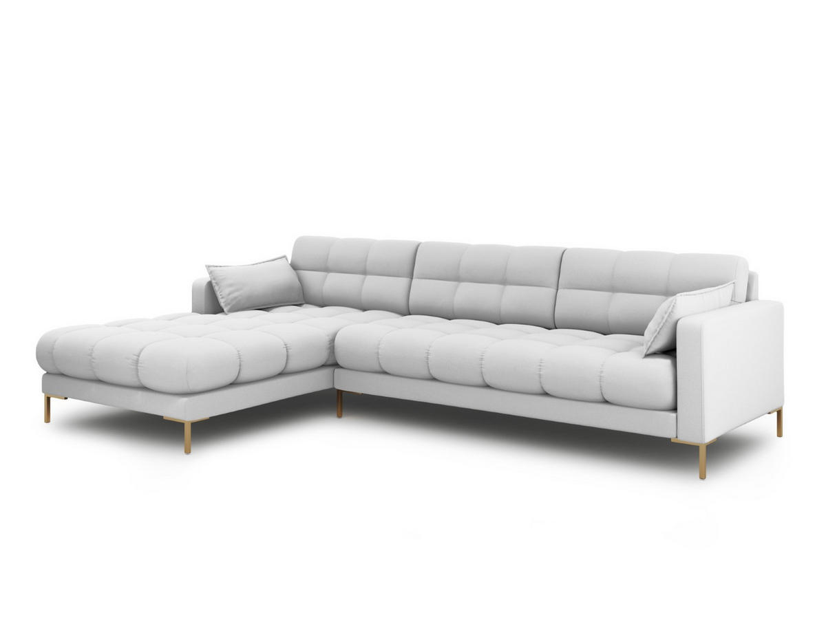 ECKSOFA links Mamaia aus strukturiertem Stoff hellgrau 5 Sitzplätze - Hellgrau, Textil (185/293cm) - Micadoni
