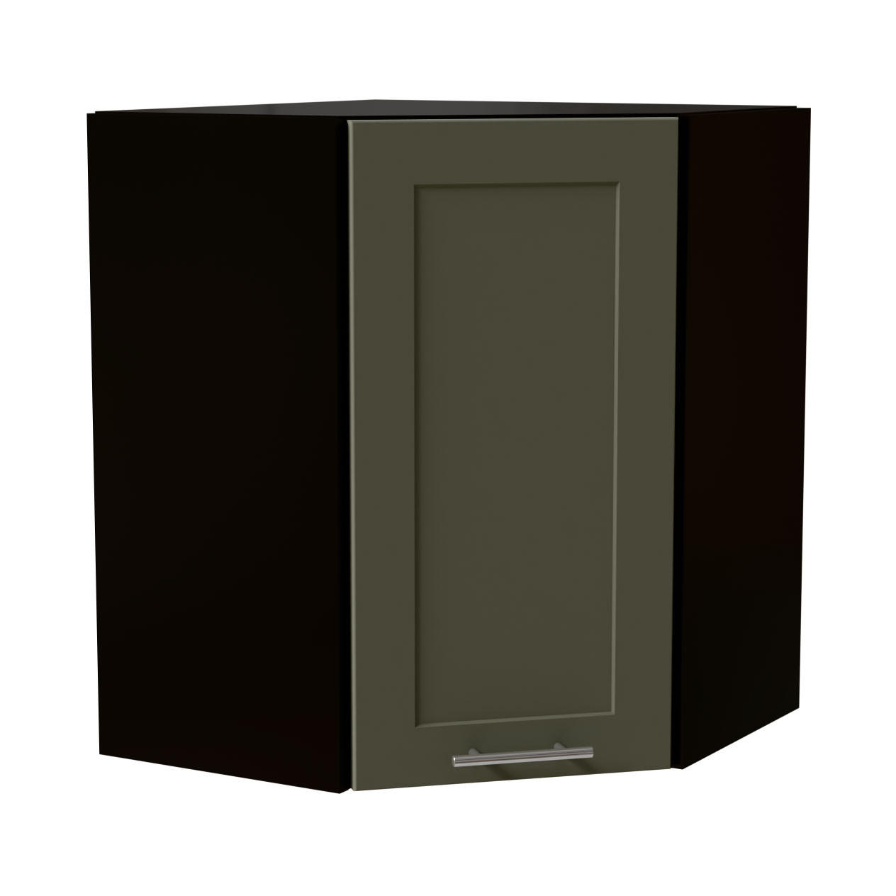 ECKHÄNGESCHRANK Oslo W10/60 Schwarz / Reed Green Matt 60 / 60 / 72cm - Schwarz/Grün, Holz/Holzwerkstoff (60/72/60cm) - Feldmann-Wohnen