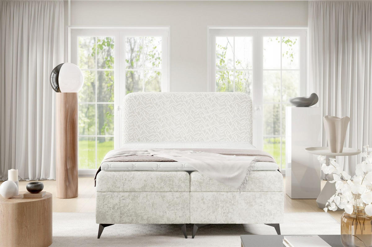 BOXBETT Triana Prem.. überlänge - Creme, Holzwerkstoff/Textil (180/220cm) - Fun Möbel