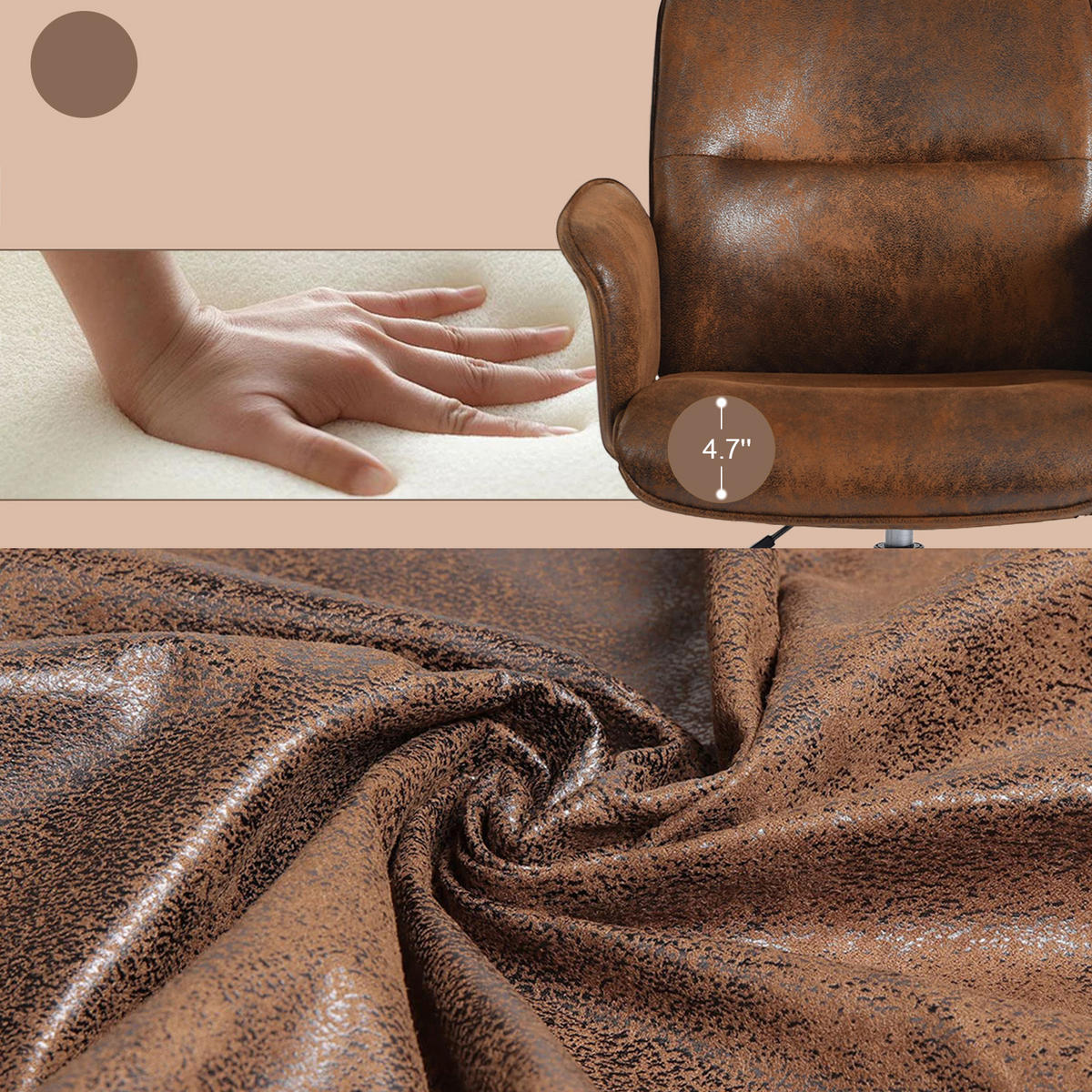 DREHSTUHL in Braun Wildlederoptik - Schwarz/Braun, Leder/Textil (62/94/49.5cm) - Meubles Cosy