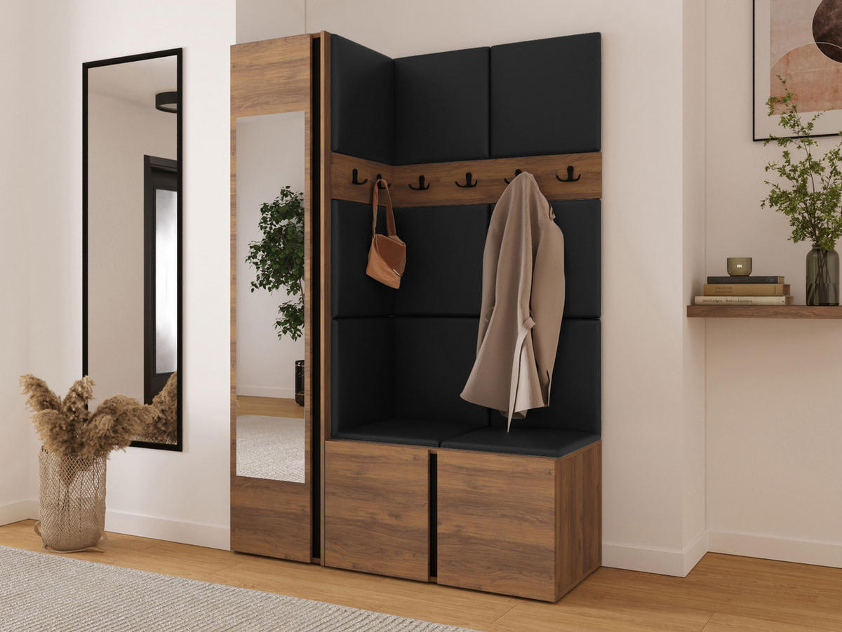 MOBILIER PENTRU HOL Orion X - culoare lemn de nuc/negru, material plastic/compozit lemnos (124/186/46cm) - MIRJAN24