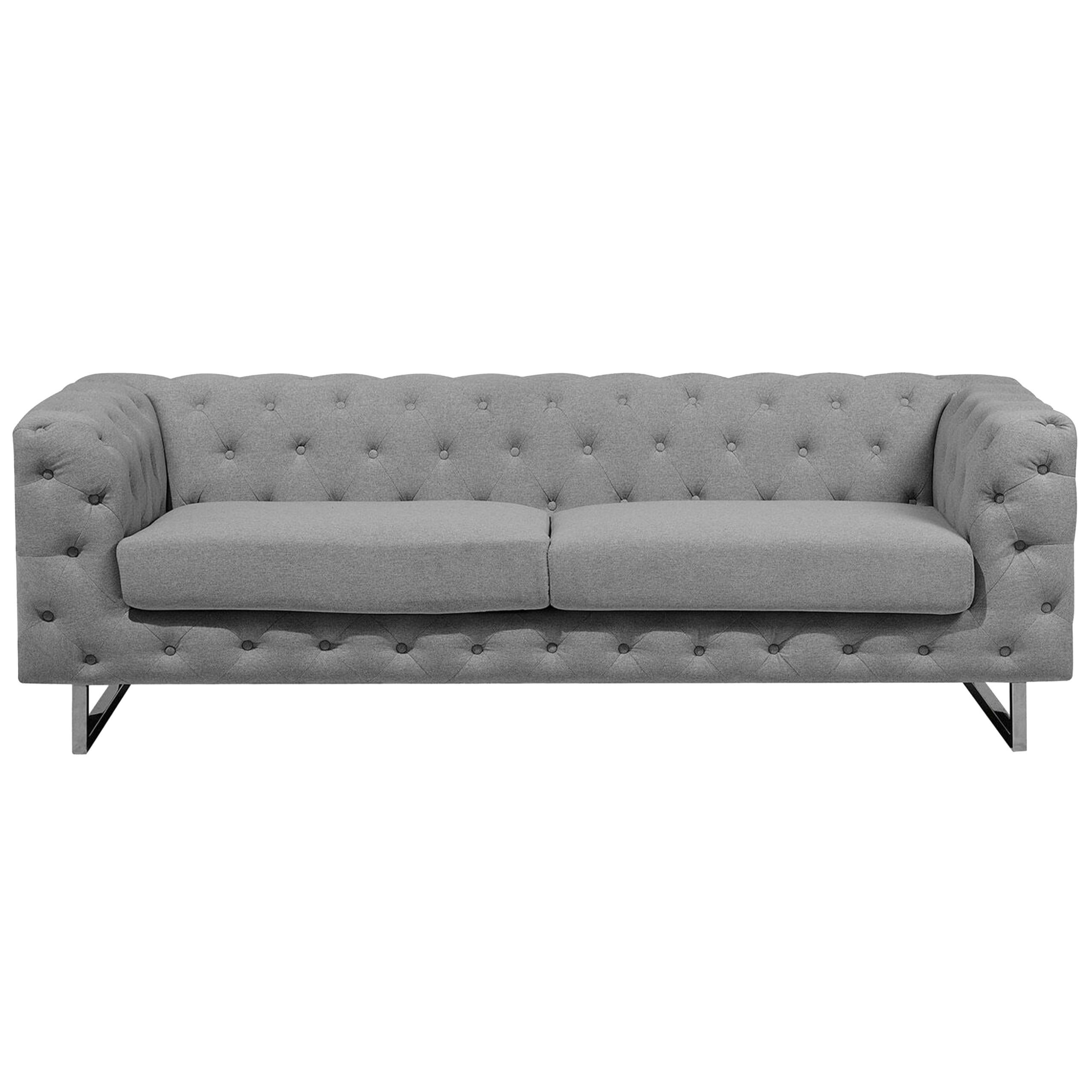 3-SITZER-SOFA Polsterbezug Hellgrau Vissland - Hellgrau, Textil (215/71/87cm) - Beliani