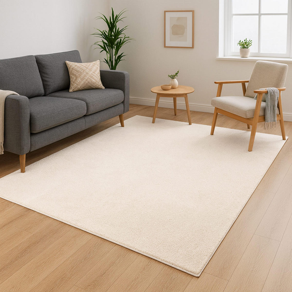 KURZFLOR-TEPPICH Calma 200 Creme 120x160 cm - Creme, Kunststoff/Textil (120/160cm) - carpet city