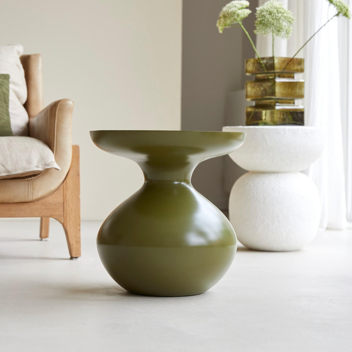 BEISTELLTISCH Tummy Grün aus Metall - Grün, Metall (38/38/40cm) - Tikamoon