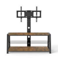 TV ormarić 116/42/125 cm smeđi od MDF-a i metala s podesivim TV nosačem i 3 police - smeđa, drvni materijal (116/125/42cm) - OKWISH