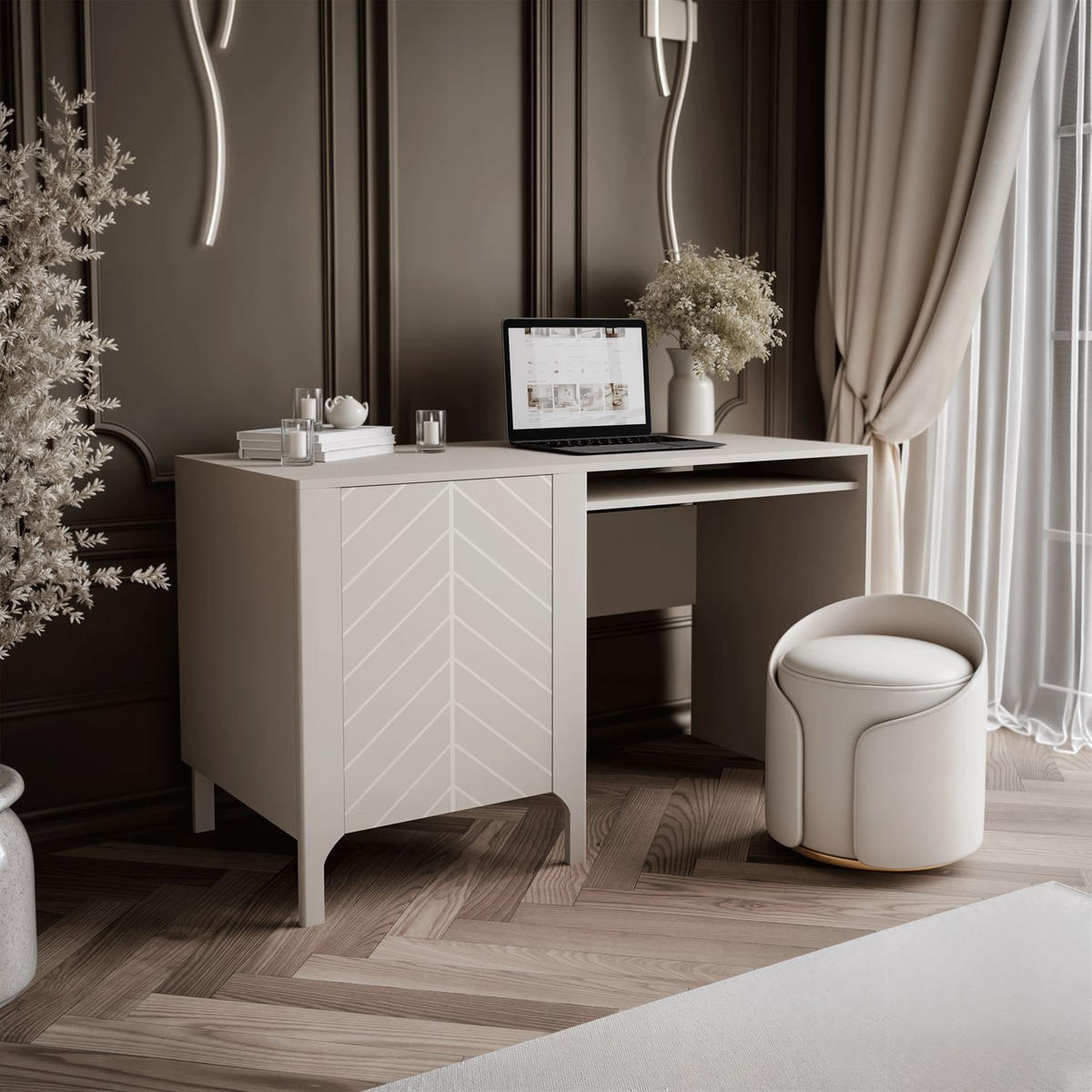 SCHREIBTISCH LUMI mit Ablage unter der Tischplatte, Schwarz - Schwarz, Holzwerkstoff (60/135/78cm) - Lookway