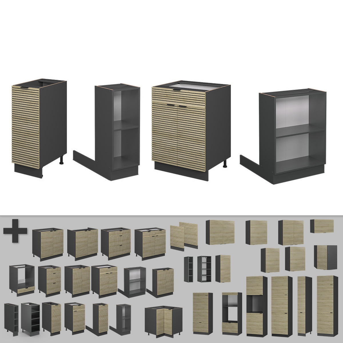 KÜCHENINSEL Fame-Line Eiche Paneel 90 cm mit Schublade, ohne Arbeitsplatte - Hellbraun/Eichefarben, Holzwerkstoff (90/82/60cm) - Vicco