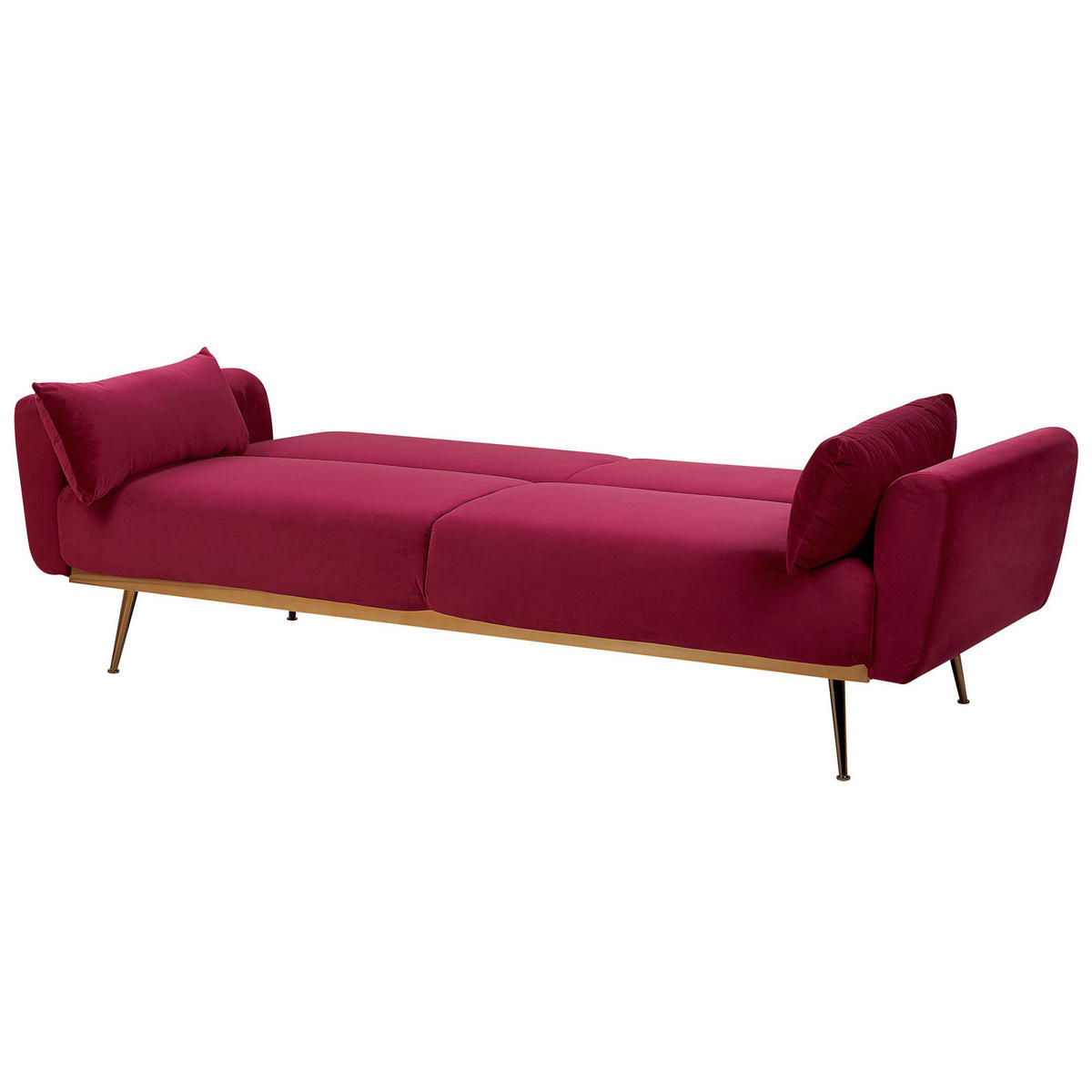 3-SITZER-SCHLAFSOFA Samtstoff Burgunderrot Eina - Dunkelrot, Textil (210/86/81cm) - Beliani