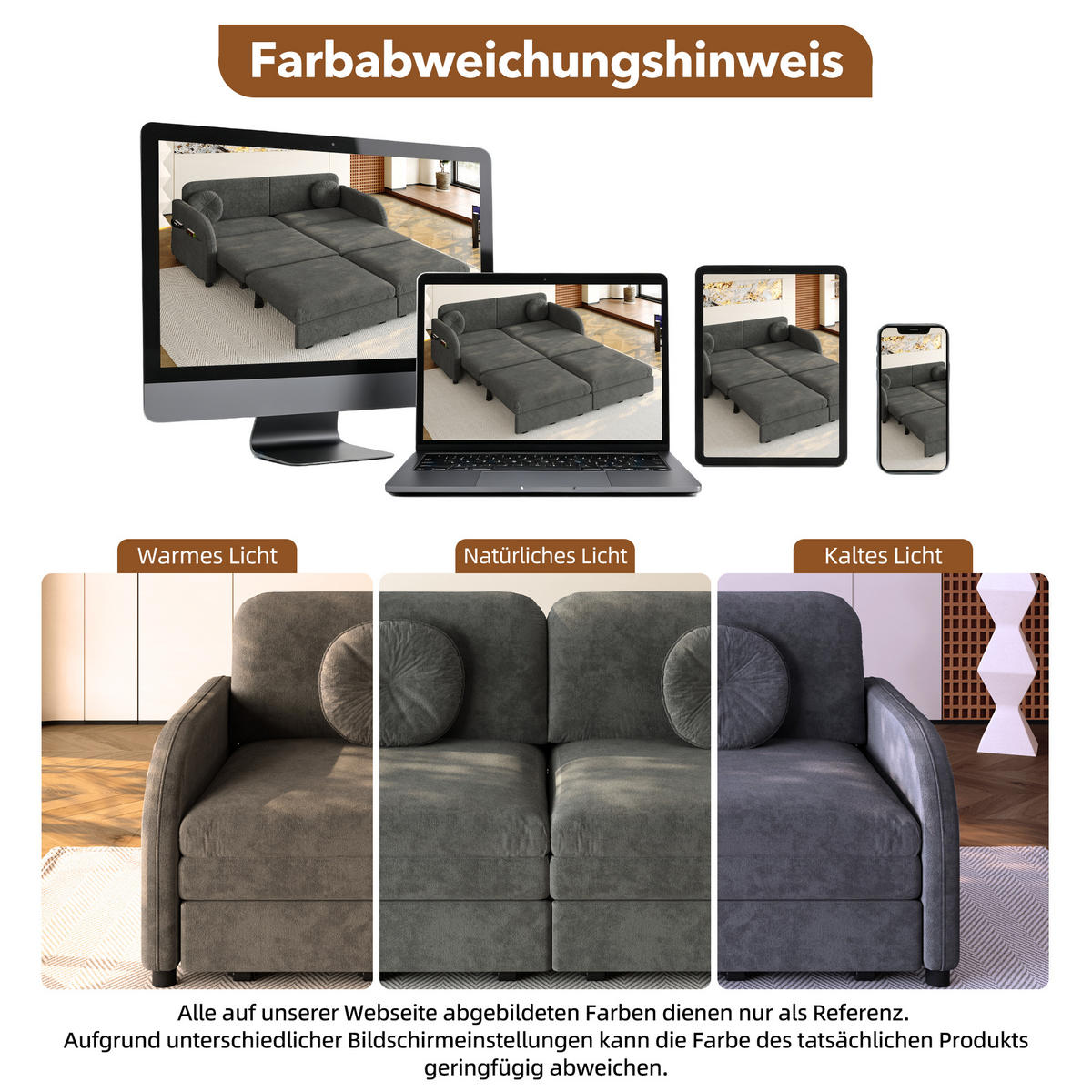 SCHLAFSOFA 166/84/90 cm Grau Chenille mit losen Kissen und Stautaschen an beiden Seiten - Grau, Textil (84/90/166cm) - Oxeza