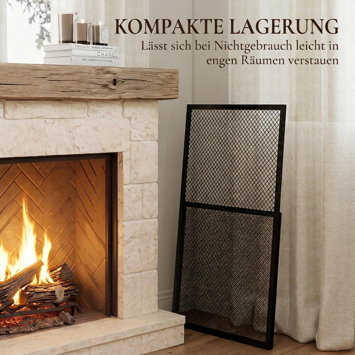 FUNKENSCHUTZGITTER Metall Schwarz - Schwarz, Metall (1/50/141cm) - HOMCOM