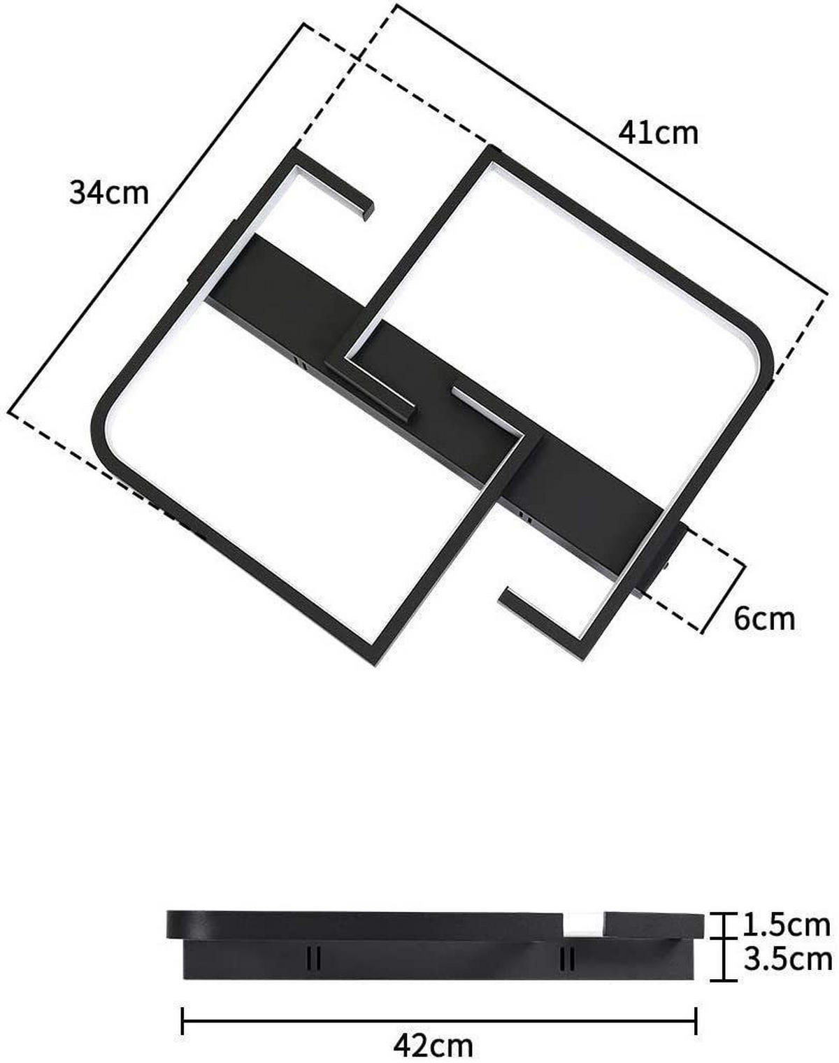LED DECKENLEUCHTE Quenbyra 41/34/5 cm - Schwarz, Metall (41/34/5cm) - ZMH