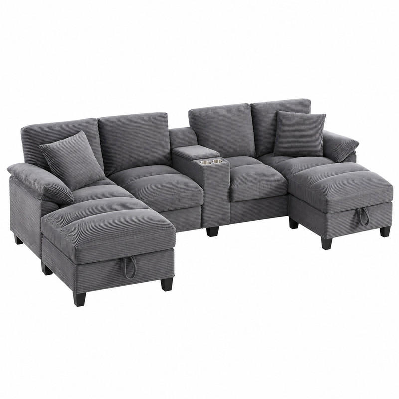 Meubliv Sofa Grau 142x93x293 cm