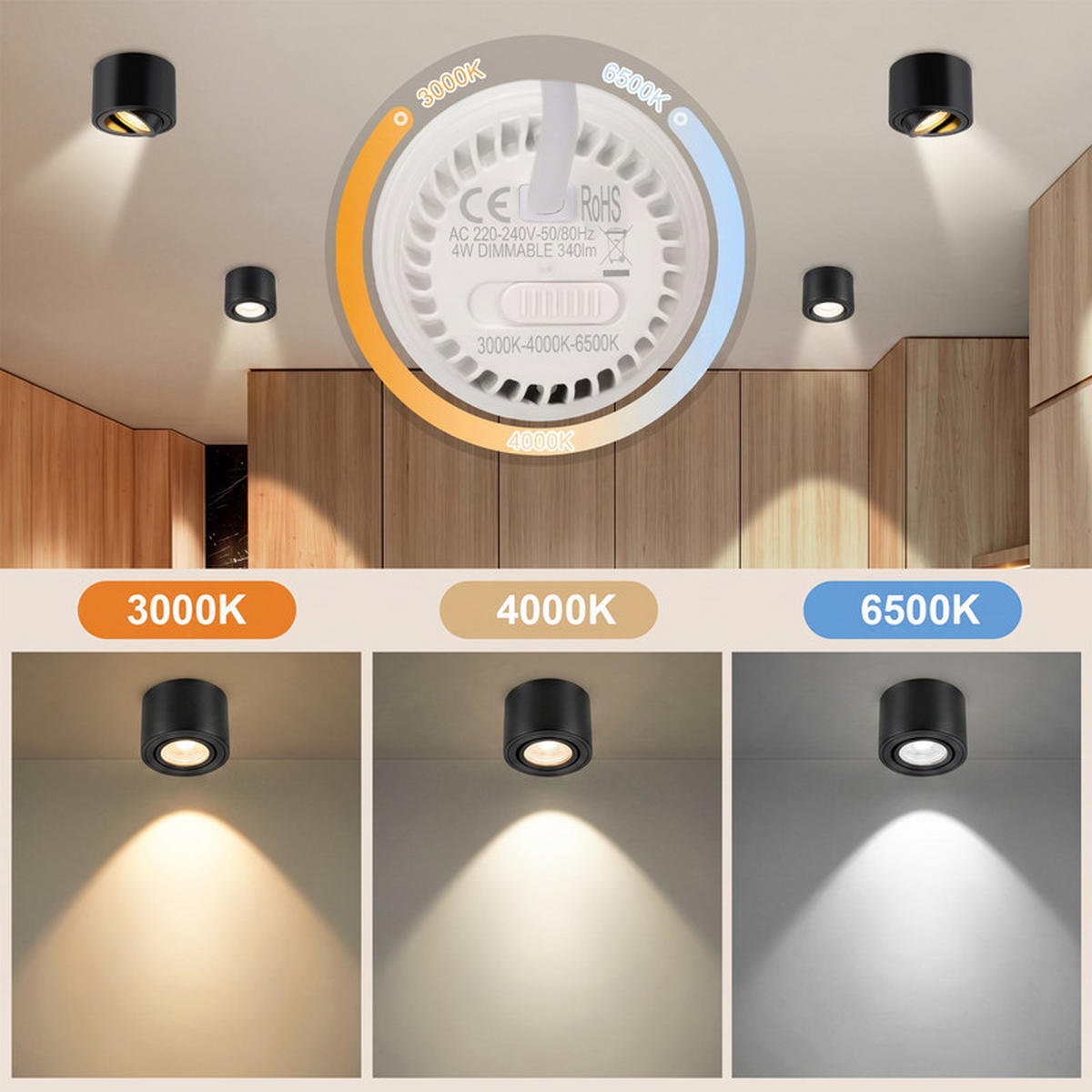 LED Einbaustrahler 18/18/8cm - Schwarz, Metall (18/18/7.5cm) - Nettlife