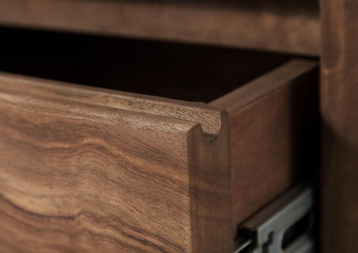 NACHTTISCH Sheesham 50x35x50 rot-braun gebeizt TORONTO #164 - Dunkelbraun, Holz (50/50/35cm) - Massivmoebel24