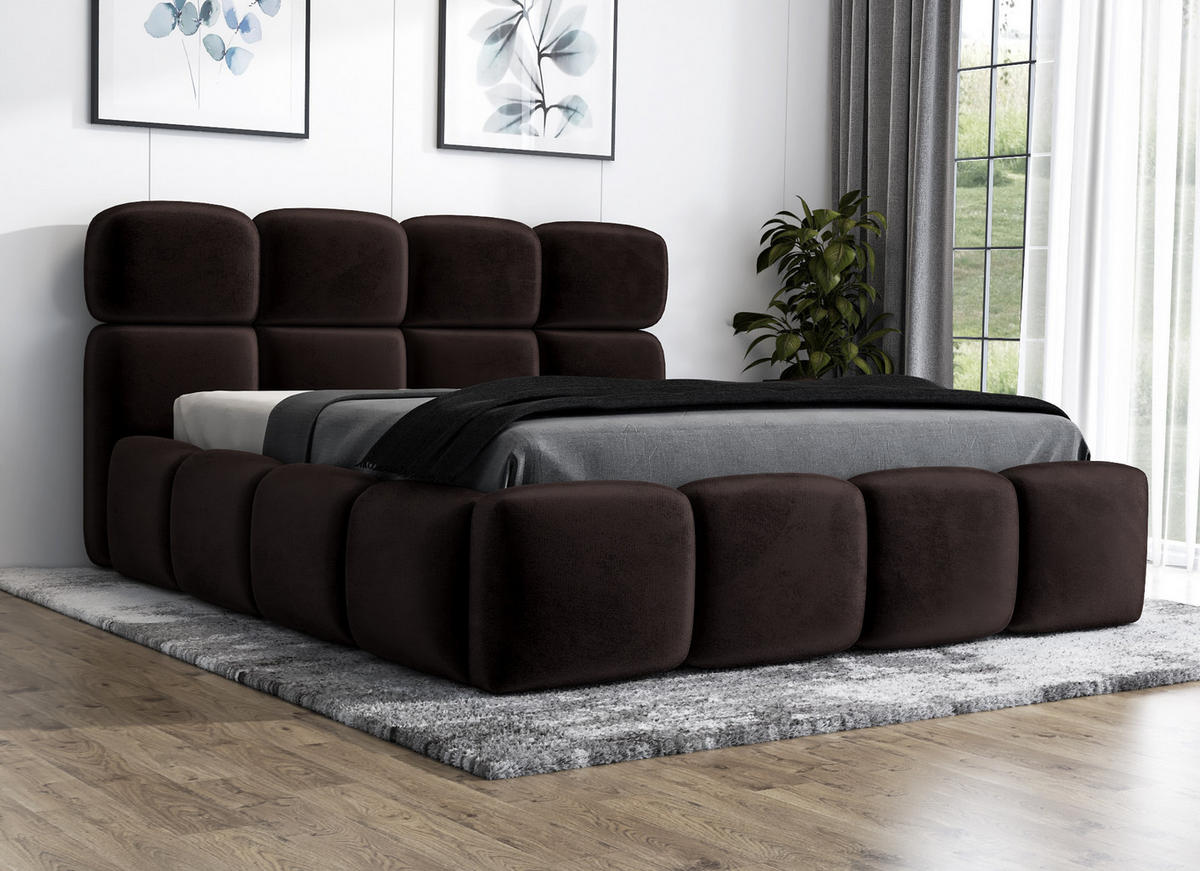POLSTERBETT MONAKO 180x200 Dunkelbraun - Dunkelbraun, Textil (180/200cm) - A&J MöbelLand