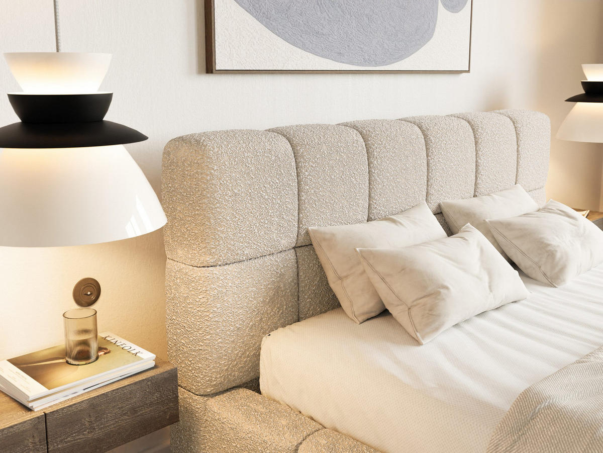 POLSTERBETT Lund 200x200 cm, Beige - Beige, Textil (200/200cm) - Fedve