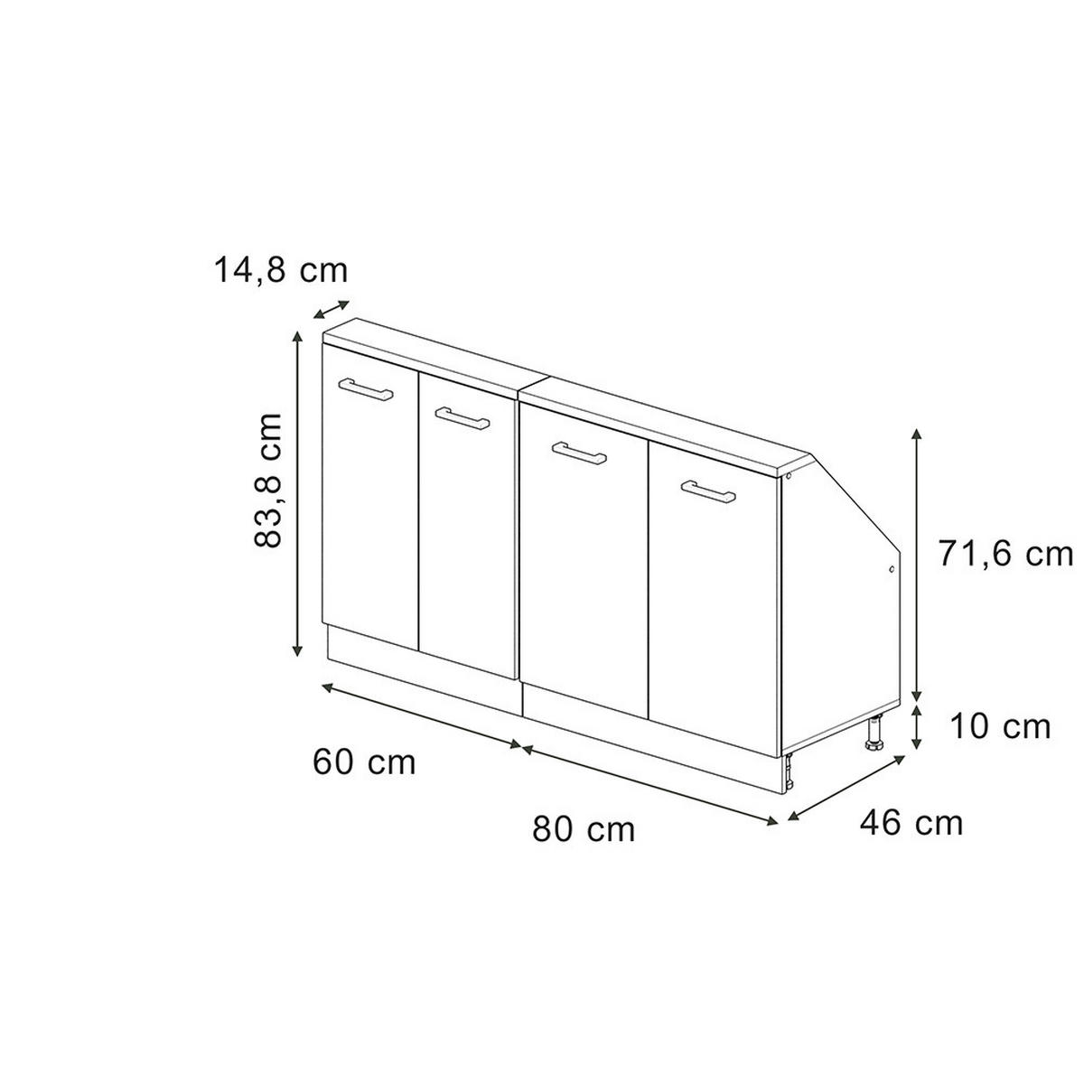 KUHINJSKI ORMAR ZA KOSINE KROVA R-Line Bijela Seoska 140 cm Set od 2 komada - hrast medunac/bijela, drvni materijal (140/83.8/46cm) - Vicco