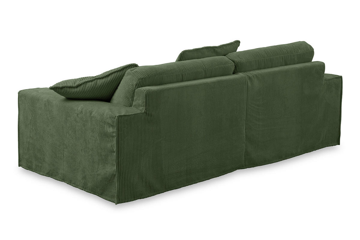 SOFA NETTA Grün Cord - Braun/Grün, Birkenholz/Textil (226/90/116cm) - KAWOLA